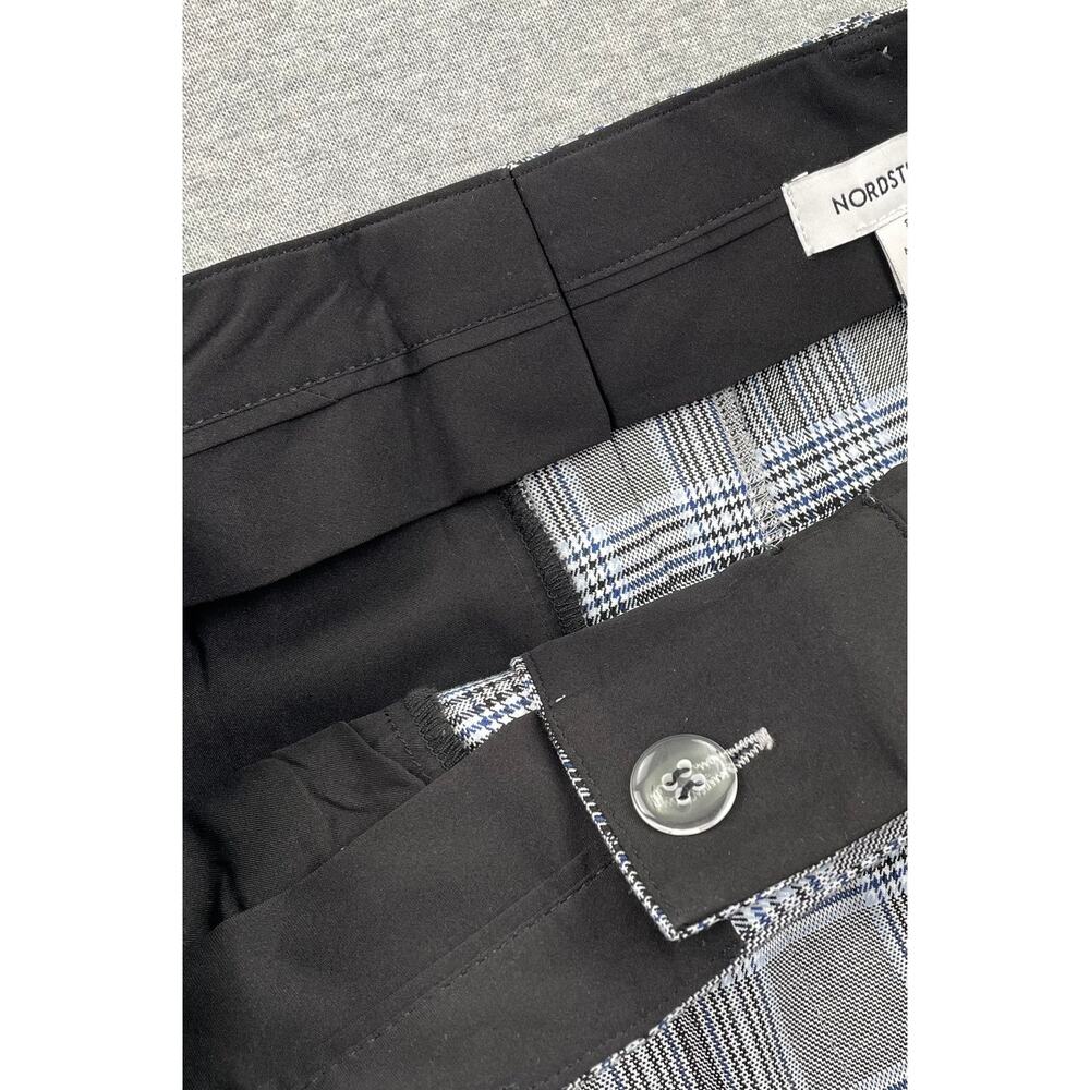 Nordstrom Womens High Waist Pleated Pants 10 Glen Plaid Black Blue Check Trouser - Picture 15 of 16
